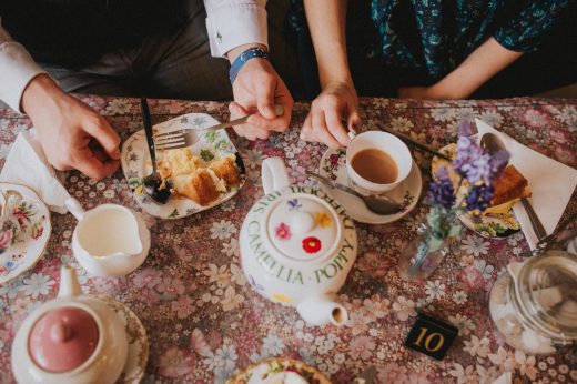 tea room engagement shoot