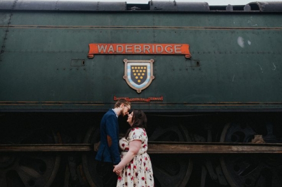 vintage engagement shoot watercress line by becky ryan photography